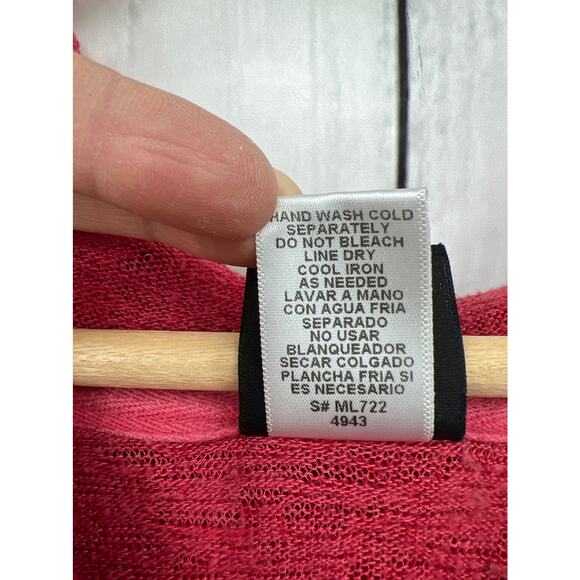 Bobeau (S) Reddish Pink Boucle Knit Sheer Hoodie Sweater Sweatshirt - Picture 8 of 8